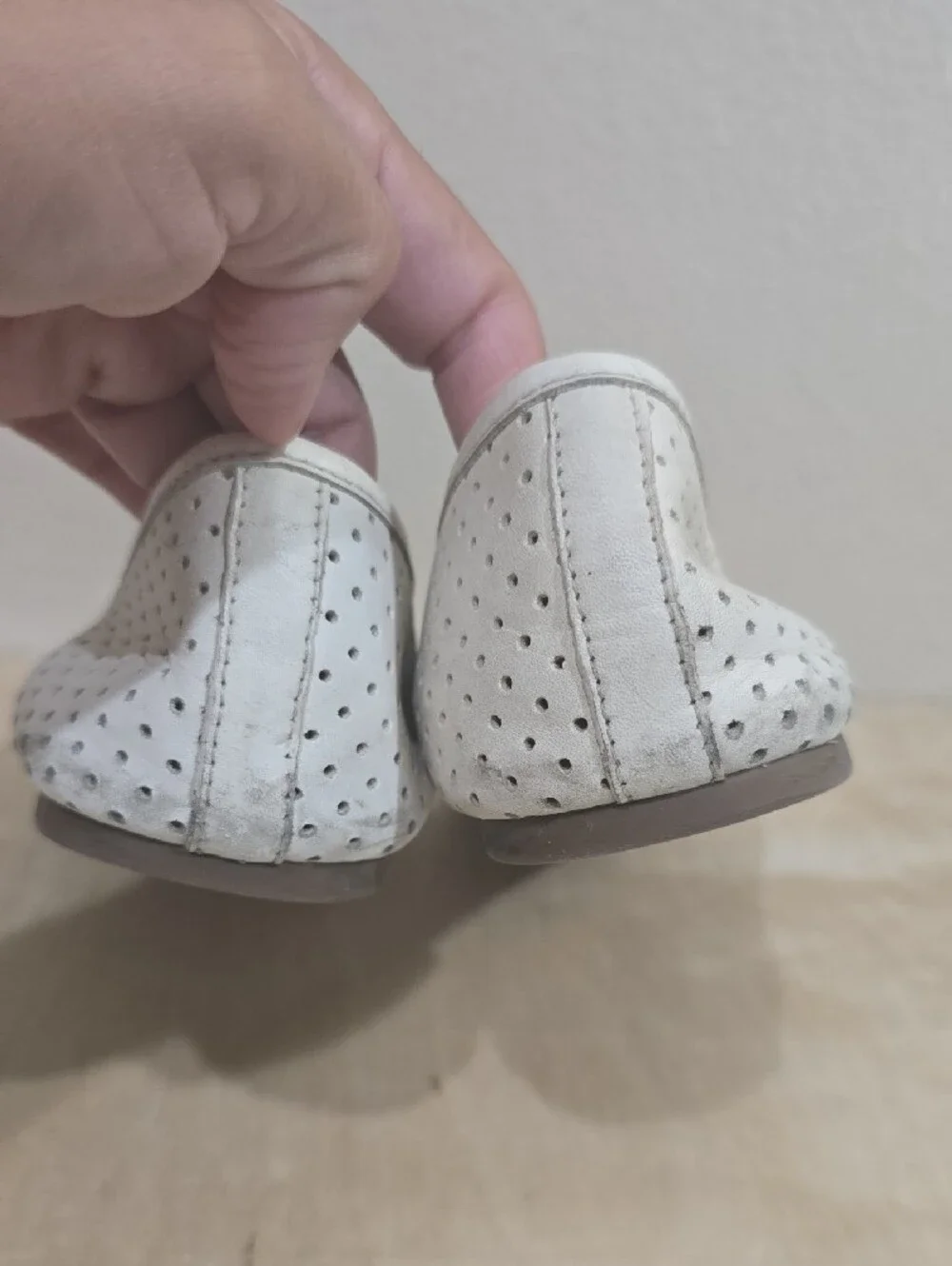 Tory Burch White Perforated Leather Logo Medallion Flats